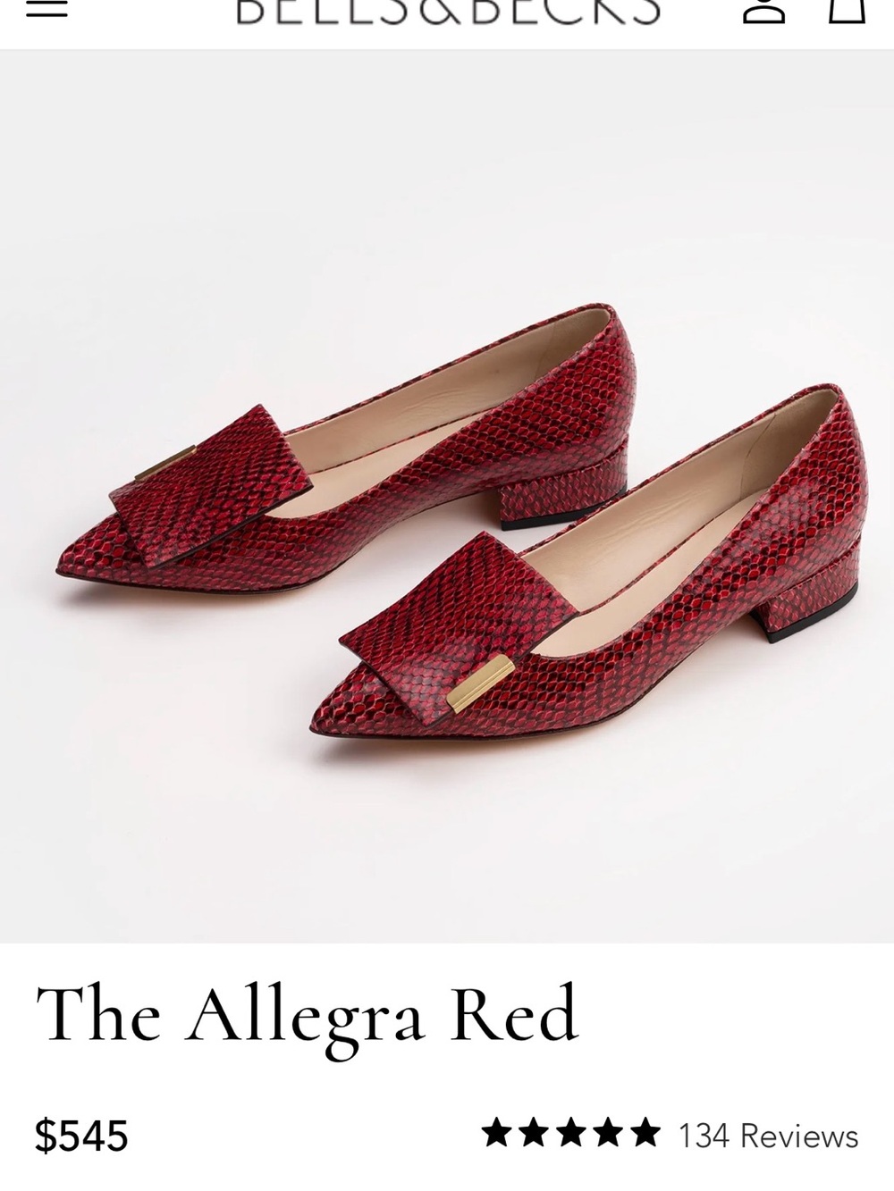 Red Pointed Snake-Embossed Loafers